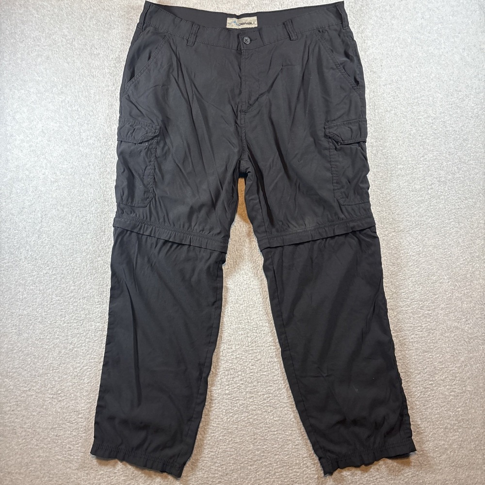 Denali Black Convertible Hiking Cargo Pants Men's 36x30 Nylon Nature (sm Holes)